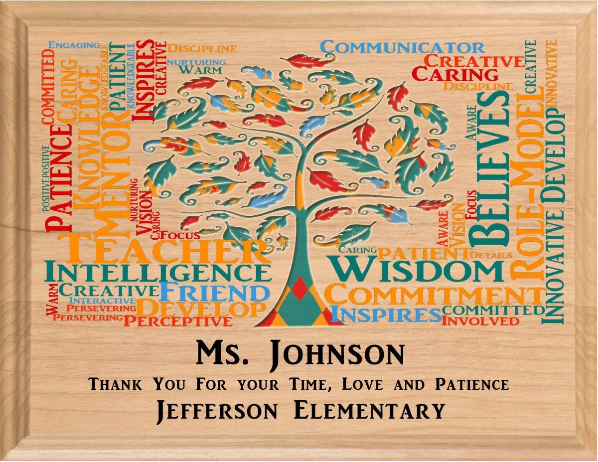 Teacher Gift Plaque Personalized Teacher Appreciation Gift - Solid Wood - Made in the USA