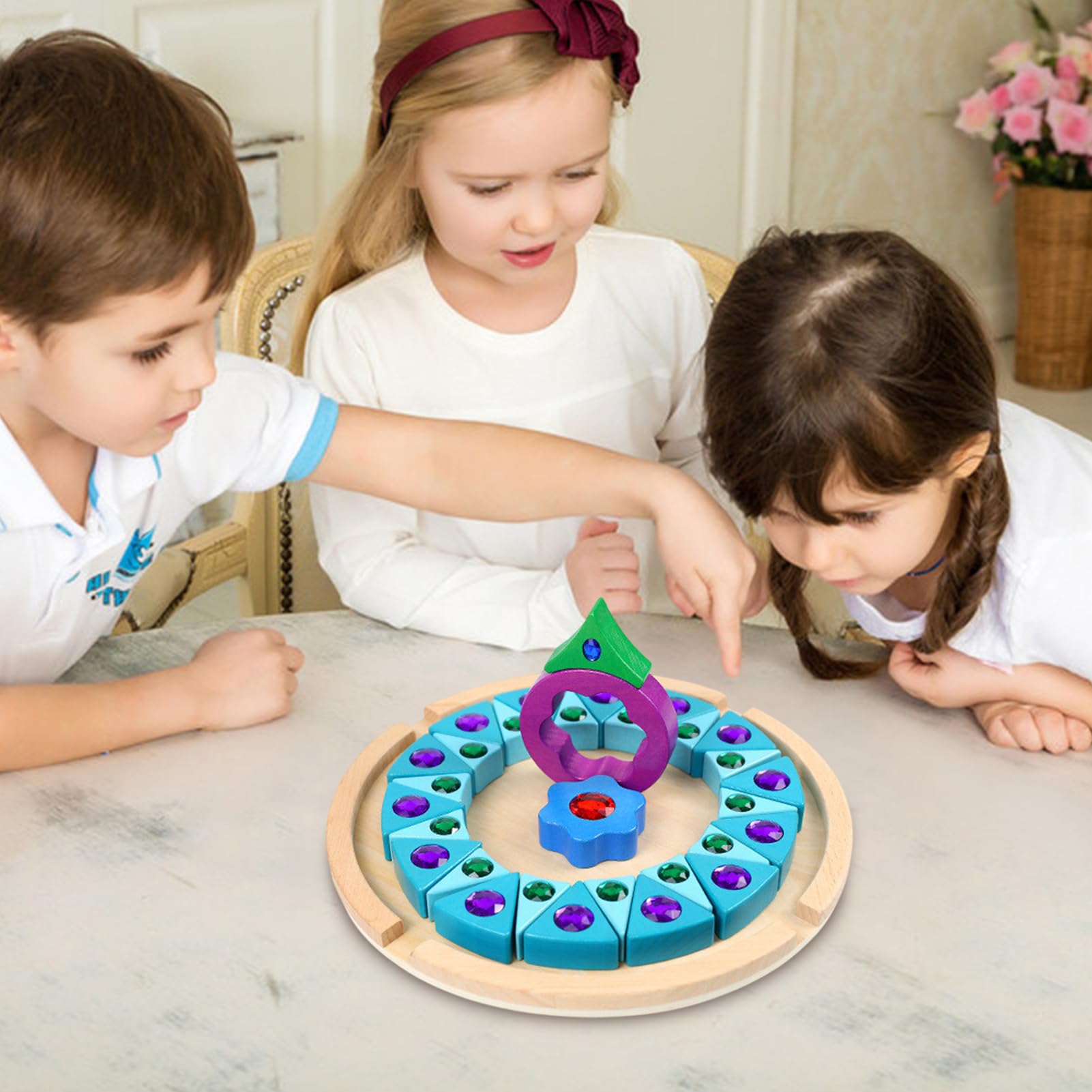 Bloques Apilables De Gemas Creativo Centelleante De Madera | Bloques Aprendizaje Temprano para fomentar la creatividad, aula, aprendizaje temprano, desarrollo motor fino