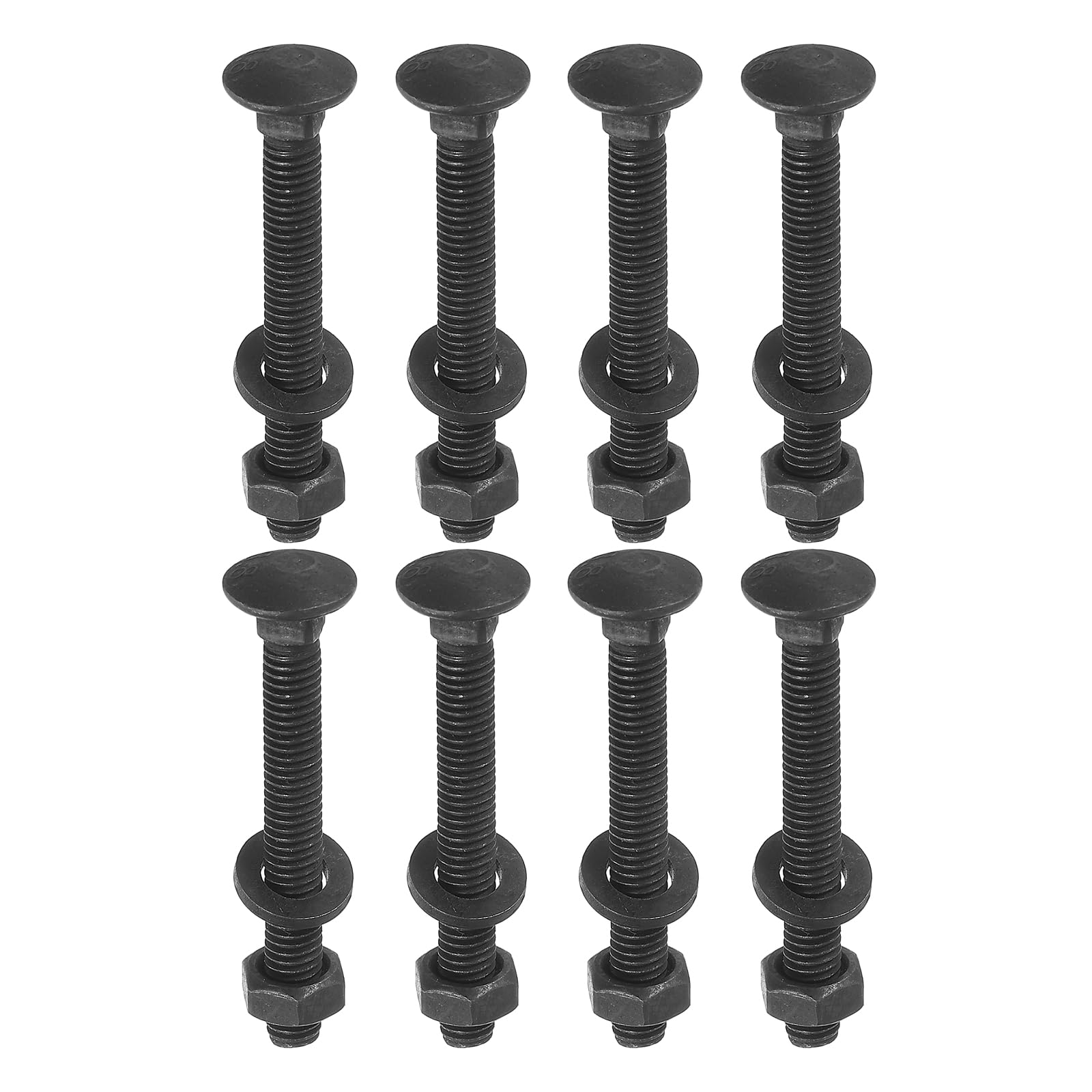 sourcing map Kit di 25 viti a testa tonda con collo quadrato, M6 x 50 mm, set di viti con rondelle e dadi, in acciaio al carbonio ossido nero per accessori di fissaggio