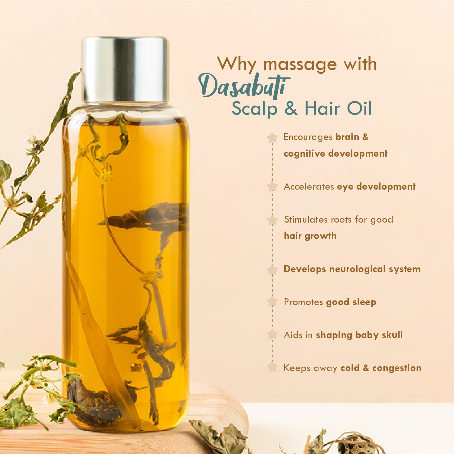 Nat Habit Winter Baby Hair Oil for Kids 0-5 Years | Ayurvedic Hair Oil for Baby with Brahmi, Matsyakshi & Dasabuti | Hair Growth Oil with Desi Ghee & Cold Pressed Oils | Cools Body, Aids Sleep, 110ml 4
