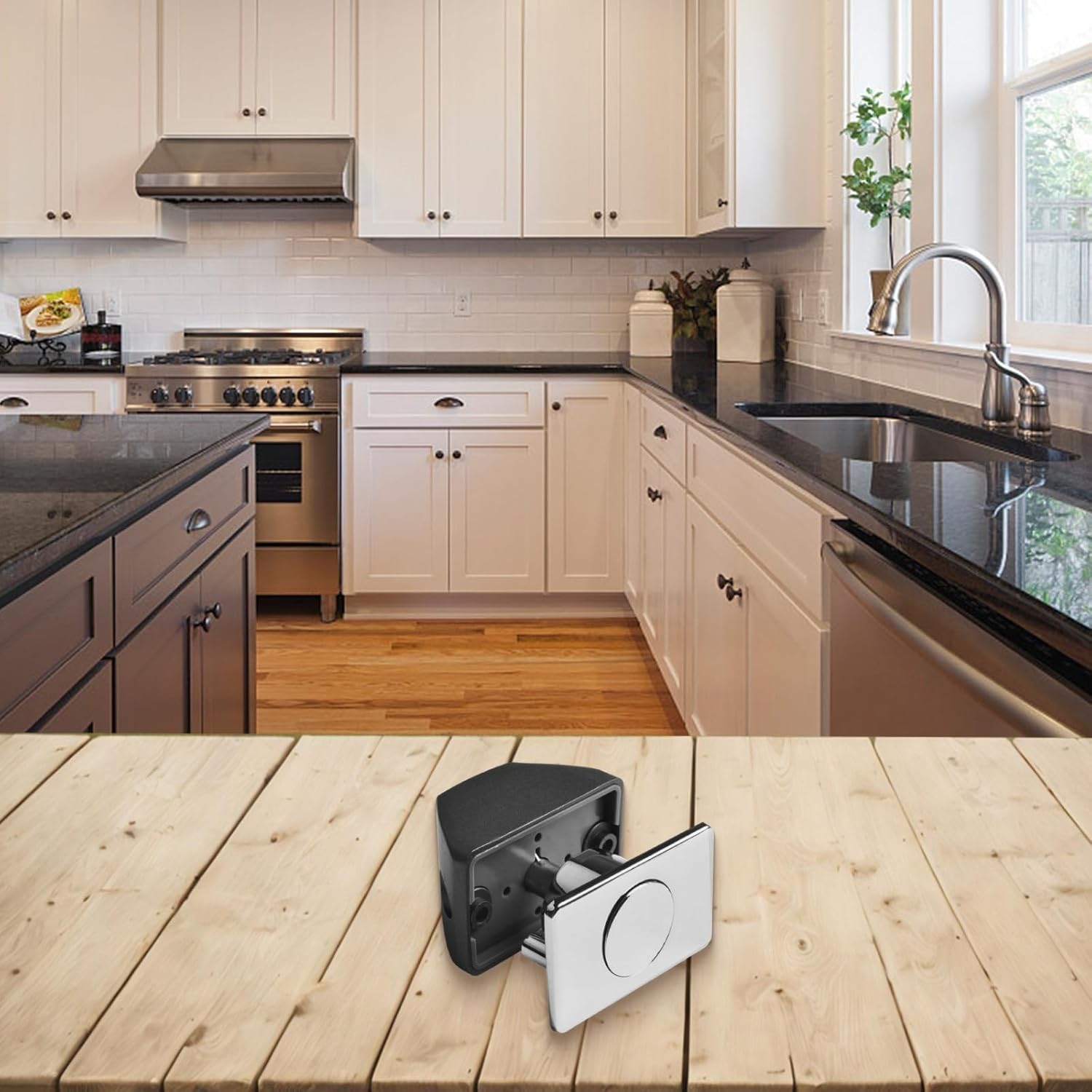 Convenient and Secure Push Button Catch Lock for Cupboards, Cabinets Easy Operation, No Keys Required (Chrome)