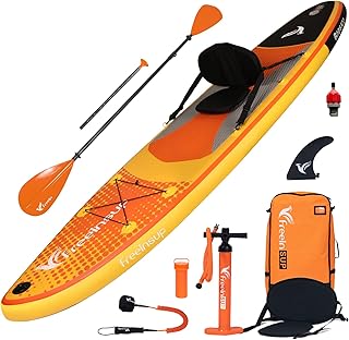 Freein SUP Aufblasbares Stand Up Paddle Board mit Kajak Sitz, SUP Boards für Erwachsene Stand-Up Paddling ISUP Zubehör Pump Adapter, SUP Kajak Paddel