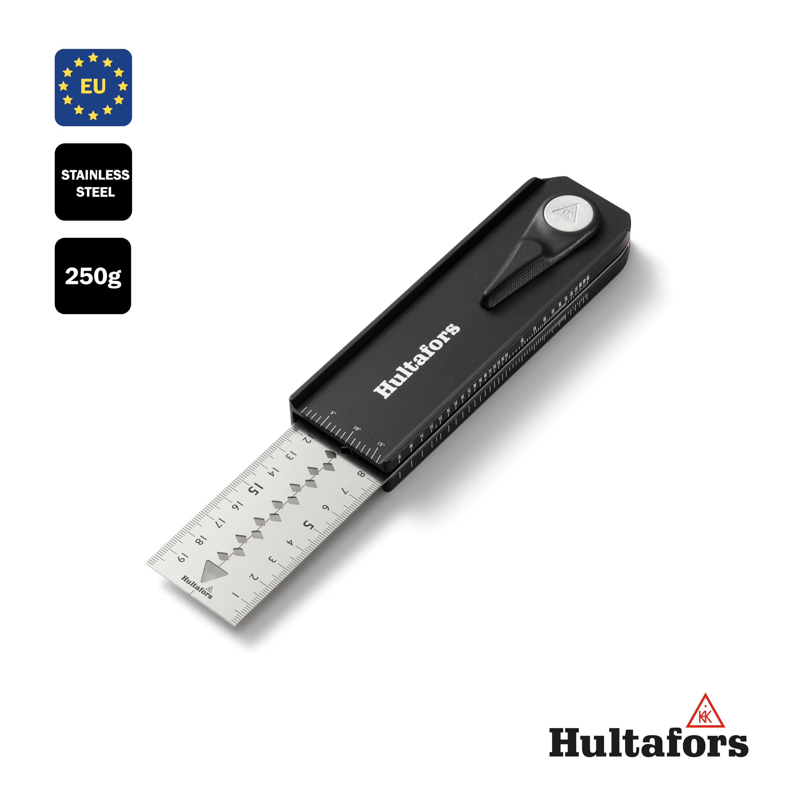 Verstellbarer Winkel von Hultafors I CNC gefräst I Made in EU I Rotierbares Winkeleisen mit Mittellinie und Anreißkerben I Toleranz von ±0,06° (±1 mm/m) I 256023