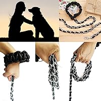 Vista 5 de Correa de metal para perro, correa de cadena con collar para mascotas, correas de entrenamiento para caminar, resistente, antimordeduras, gancho 360
