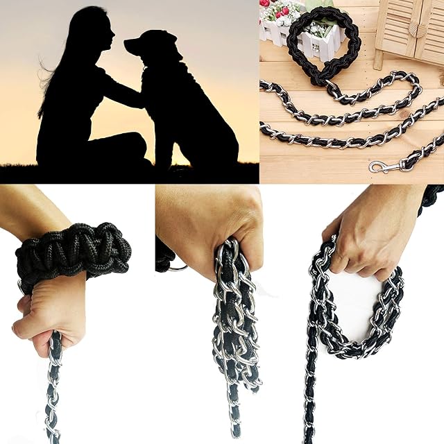 Foto 5 de 7 de Correa de Metal para Perro, Correa de Cadena con Collar para Mascotas, Correas de Entrenamiento para Caminar