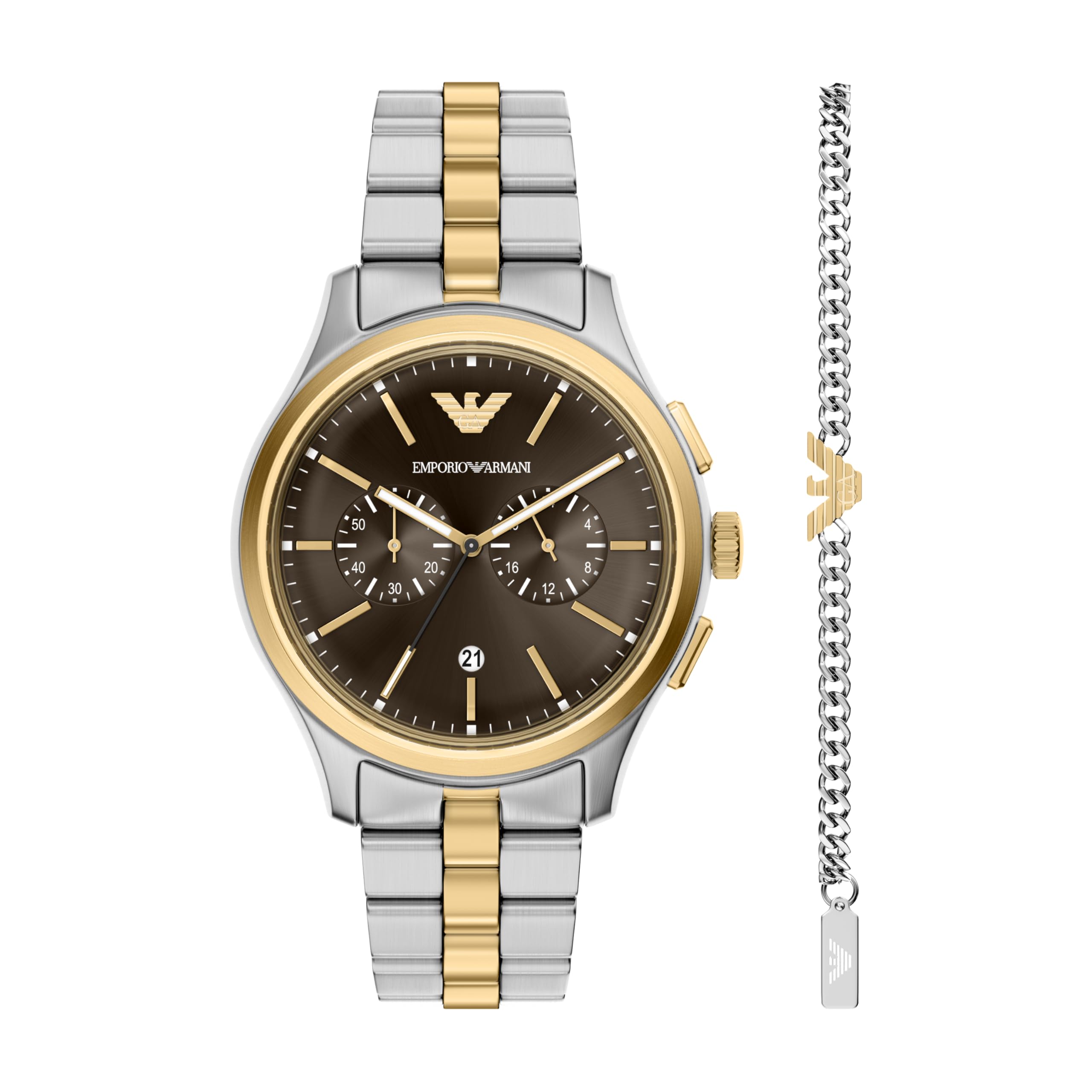 Emporio Armani Men's 42MM Silver-Tone Stainless Steel Watch, AR80084SET
