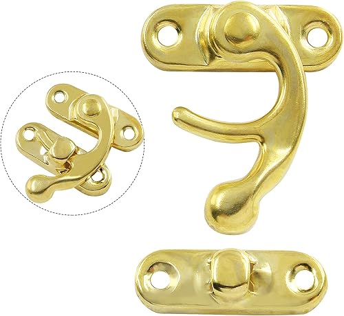 Miniatura 3 de Cerrojo de gancho derecho con brazo oscilante, 10 unidades, joyero de madera, cerradura decorativa de cuerno para caja de almacenamiento de joyas,
