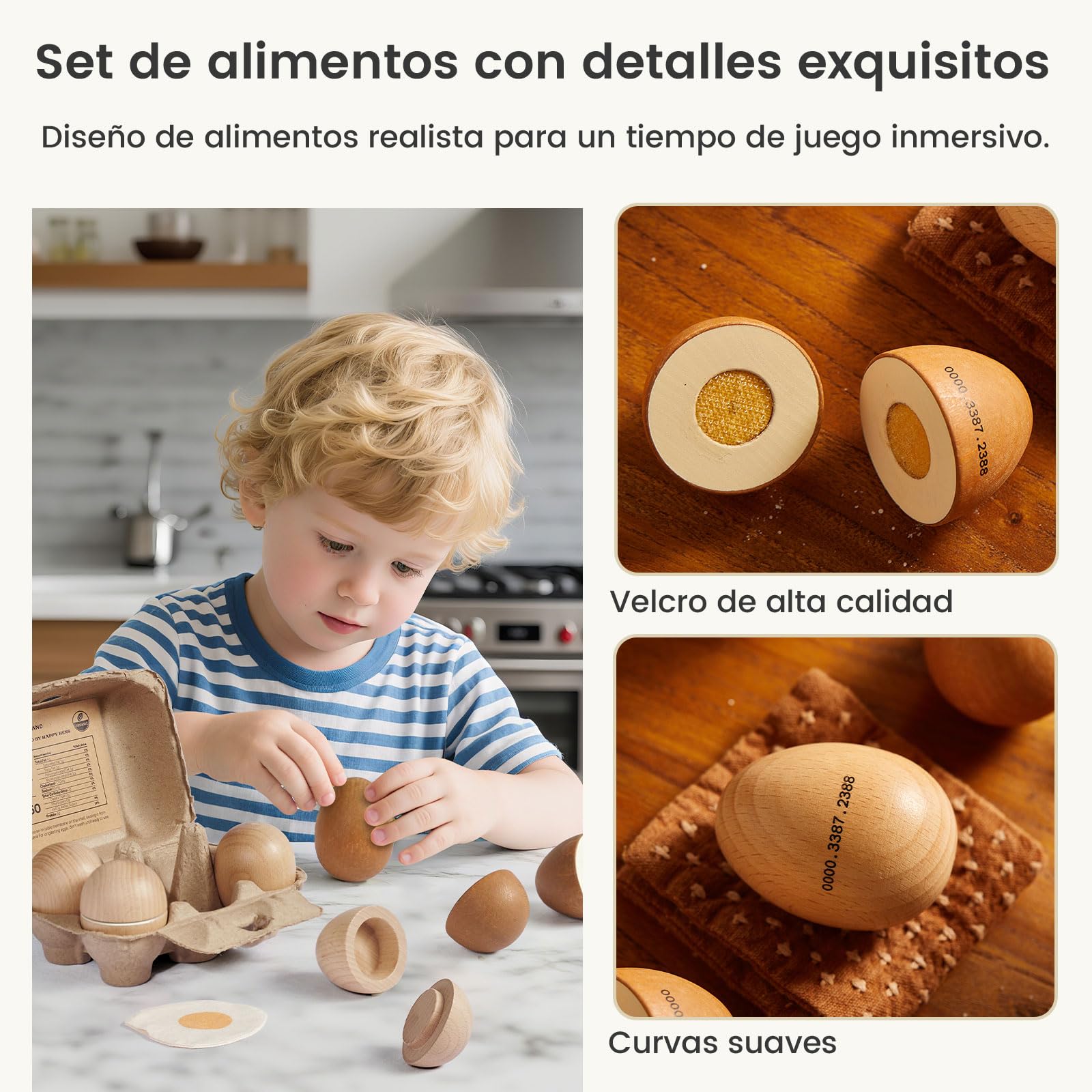 Tiny Land Kinderküche Holz für Kinder mit Holz Kinderküche Zubehör Eier Set