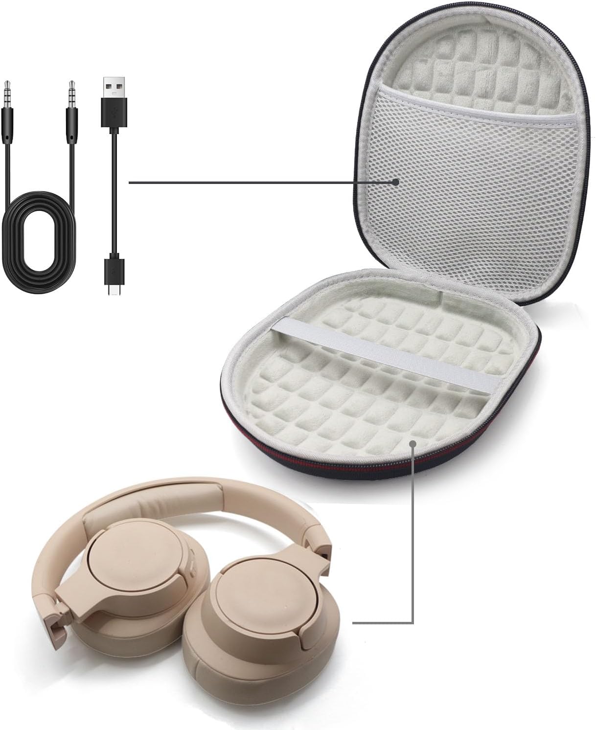 Hard Case for JBL Tune 510BT 520BT 660BT 670NC 720NC 770NC, with Sony WH-CH510N WH-CH520 WH-CH720, Wireless Noise-canceling Headphone case with Cable Storage - 4