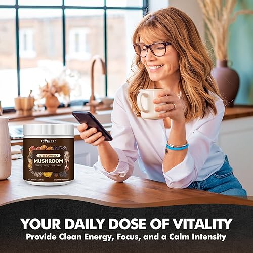 Miniatura 7 de Polvo de hongos 10 en 1, complejo de hongos, melena de león, reishi, shiitake, chaga, cola de pavo, cordyceps, maitake y más, suplemento de hongos