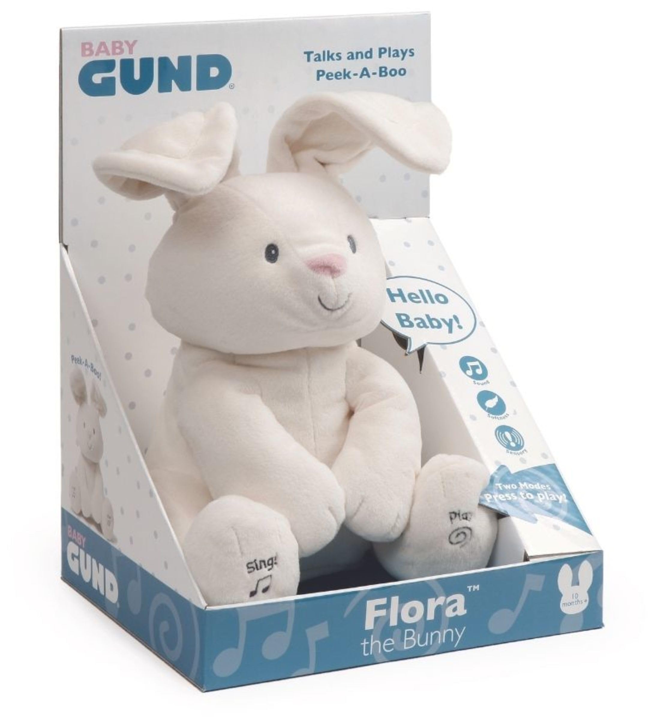GUND Flora Coniglietto Peluche Interattivo | Canta e Parla in Italiano | Muove Le Orecchie | Peluche di 30.5 cm | Peluche per Bambini da 10 Mesi