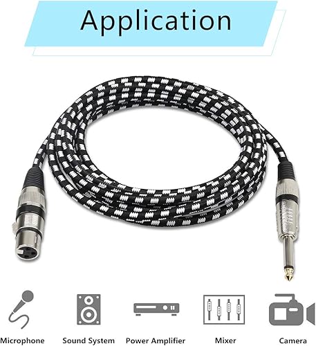 Miniatura 6 de FURUI Cable de micrófono XLR hembra a cables TS de 14 de pulgada, cable TS a XLR trenzado de nailon de 0.250 in (14 de pulgada), conectores chapados