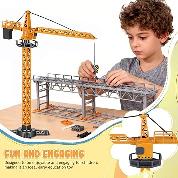 jojofuny Diecast Tower Crane Toy Manual Lifting Construction Vehicle