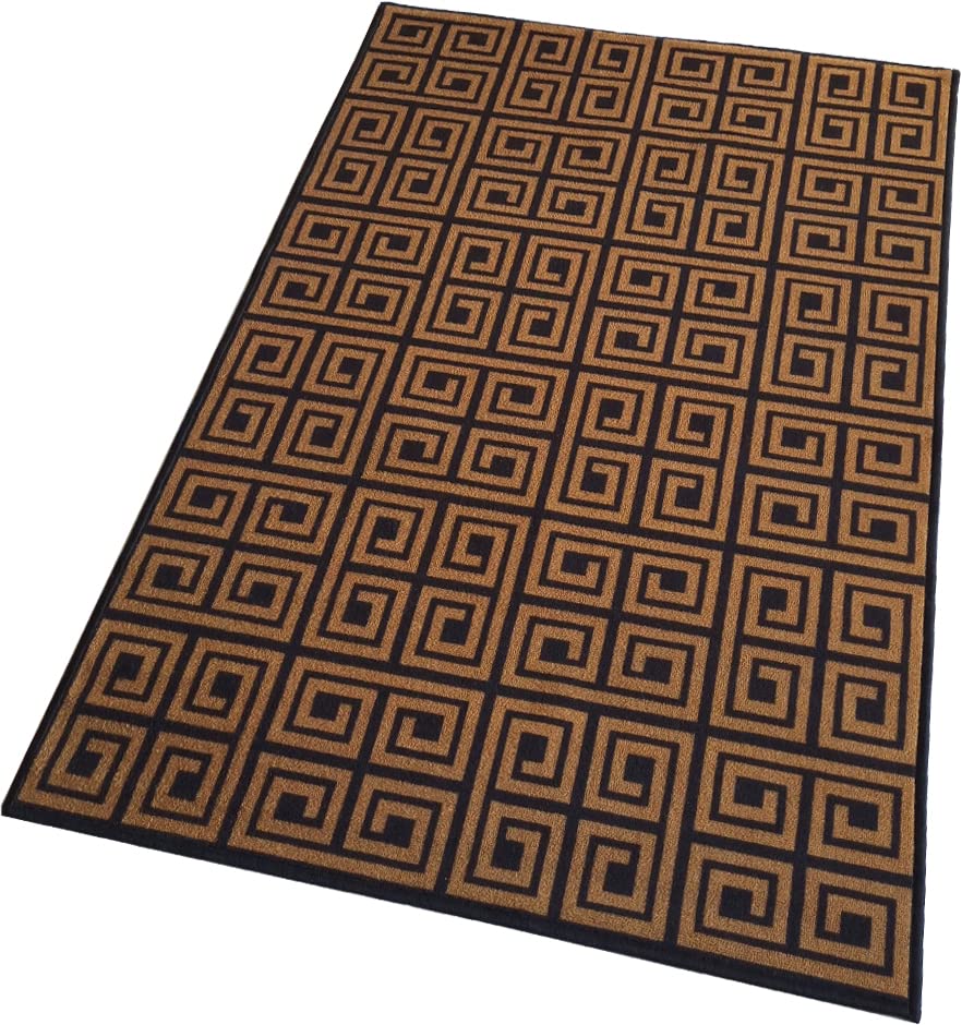 Image of Matz&More Anti Slip Carpet Rug for Living Room, Bedroom, Hall, 100 x 150 cm, Indoor Home Decor Floor Mat, Greek Gold Black