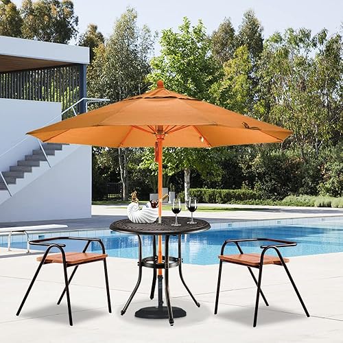 Miniatura 7 de Henf Mesa de comedor de aluminio fundido para exteriores con agujero de paraguas de 2 pulgadas, 32 pulgadas de diámetro, mesa de comedor redonda