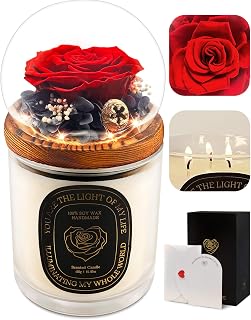 Forever Real Rose Flower with Scented Candle Set for Women for Delivery Prime Mother’s Day Gift Eternal Light Up Rose Gift Box Long Lasting Preserved Flowers