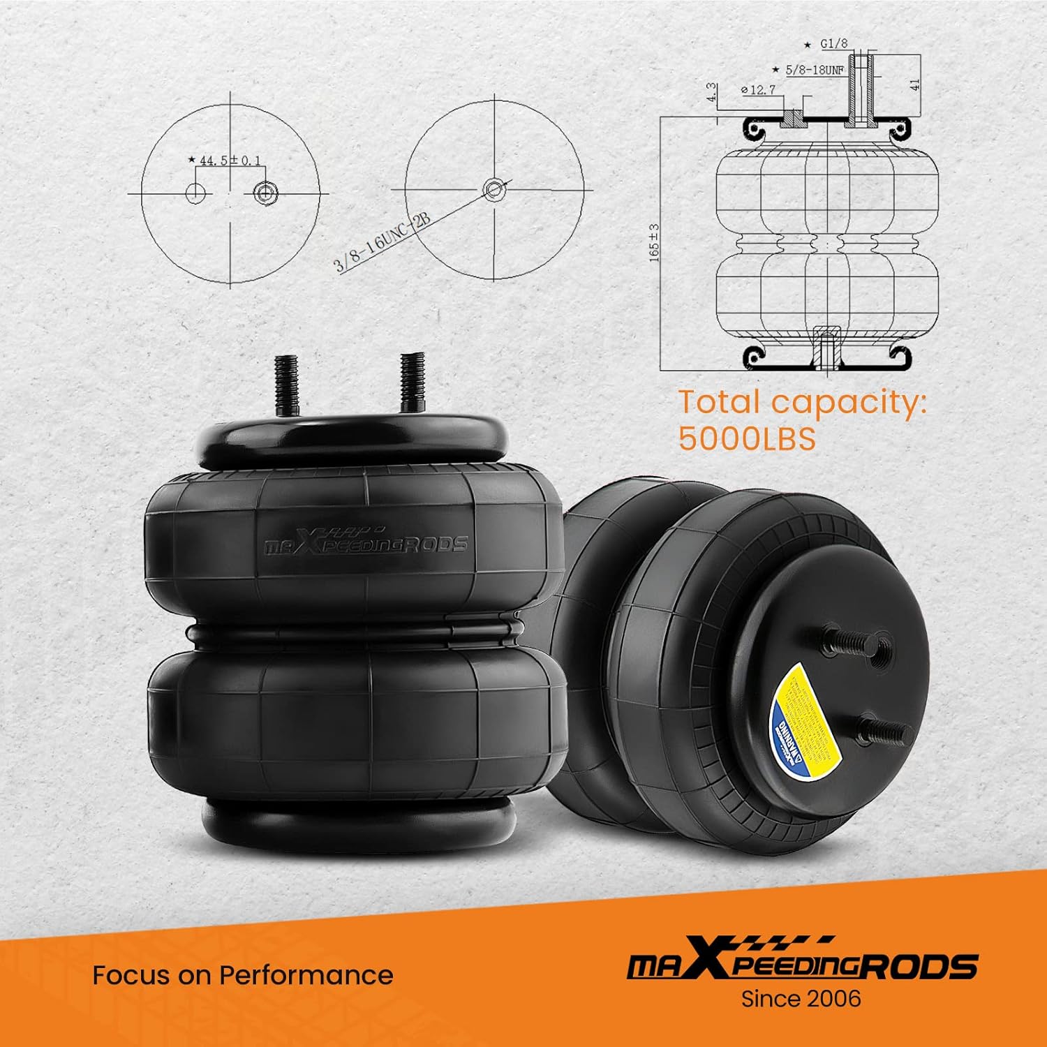 maXpeedingrods 5000 lbs Air Suspension Bags Kit for Dodge Ram 1500 Pickup 2WD 4WD 2002-2008 Rear Air Helper Bags Kit