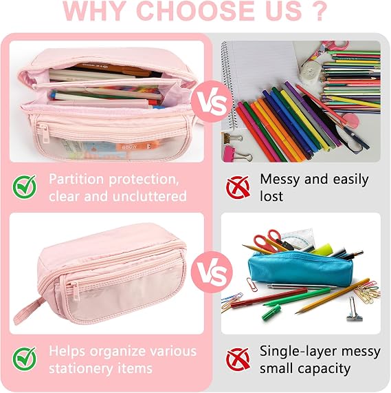 Large Capacity Pencil Case with 9 Compartment,Pencil Case for Boys Girls