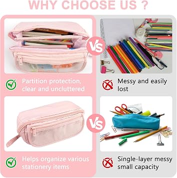 Large Capacity Pencil Case with 9 Compartment,Pencil Case for Boys Girls