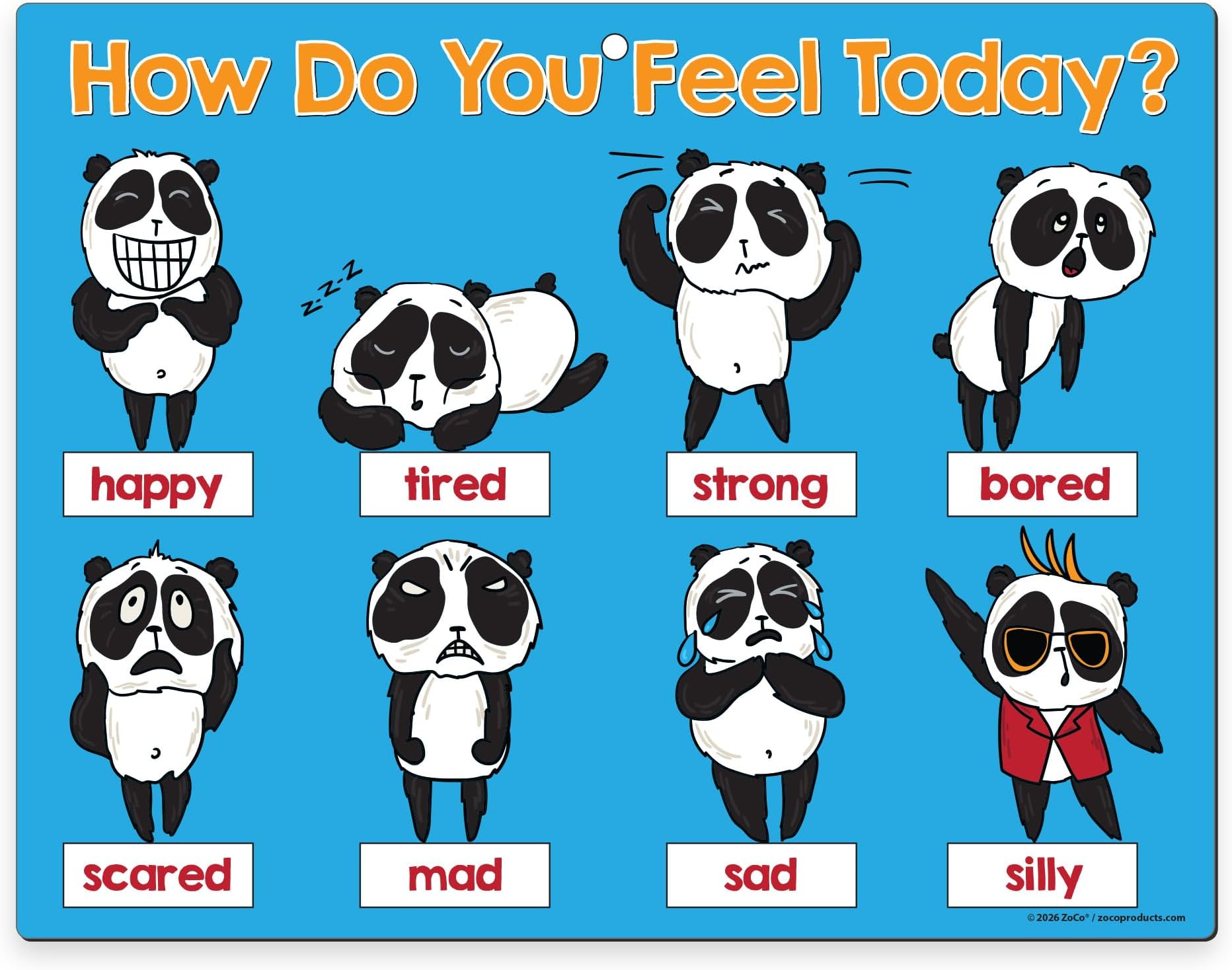 ZOCO Feelings Chart for Kids - How Do You Feel Today Emotions Magnet - 8.5 x 11 Laminated Mood & Emotion Chart - Preschool, Classroom, School Counselor & Home