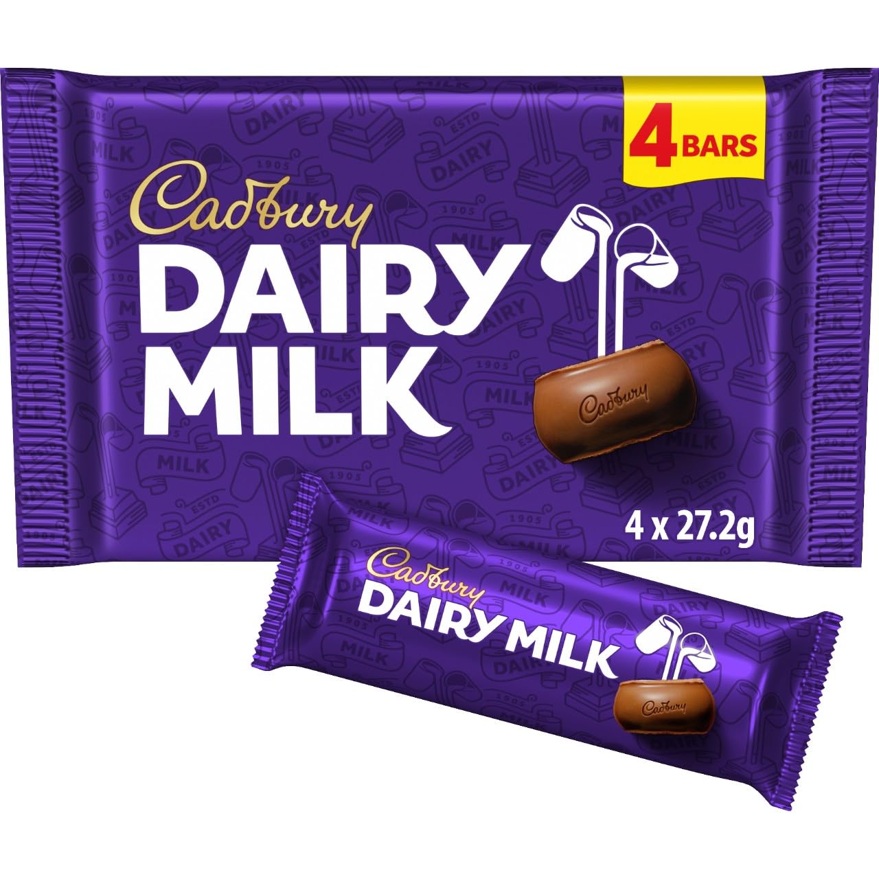 Cadbury Dairy Milk Chocolate Bar Multipack, Smooth & Creamy Milk Chocolate, Multipack of 4 x 27.2 g Bar (Pack of 1)