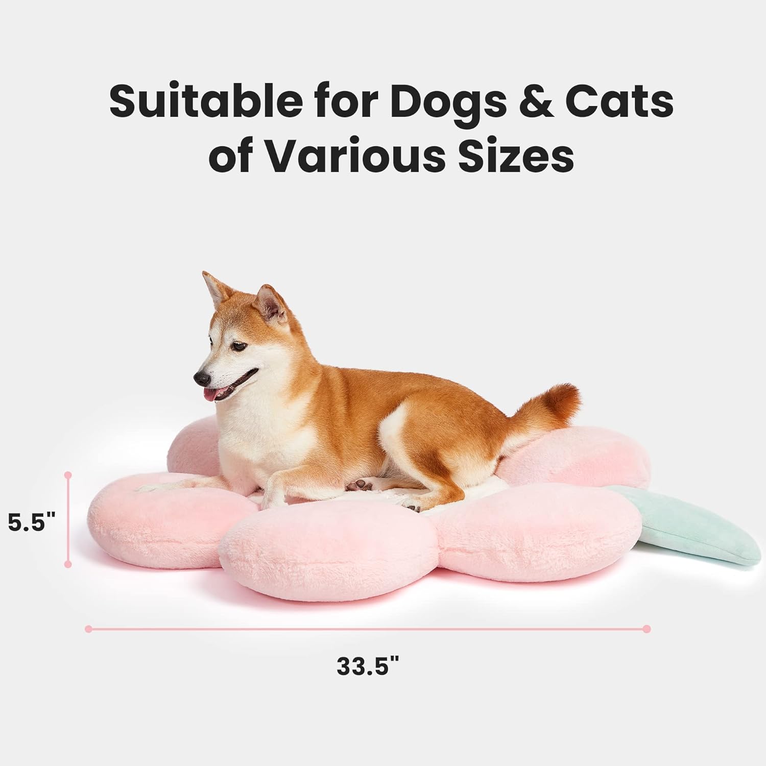review VETRESKA Dog Beds for Medium Small Dogs,Washable Dog Bed Sofa Supportive Pet Bed Bolster, 33.5Inches Cute Cat Bed Couch Pink Flower Dog Bed with Removable Cover Waterproof Nonskid Bottom