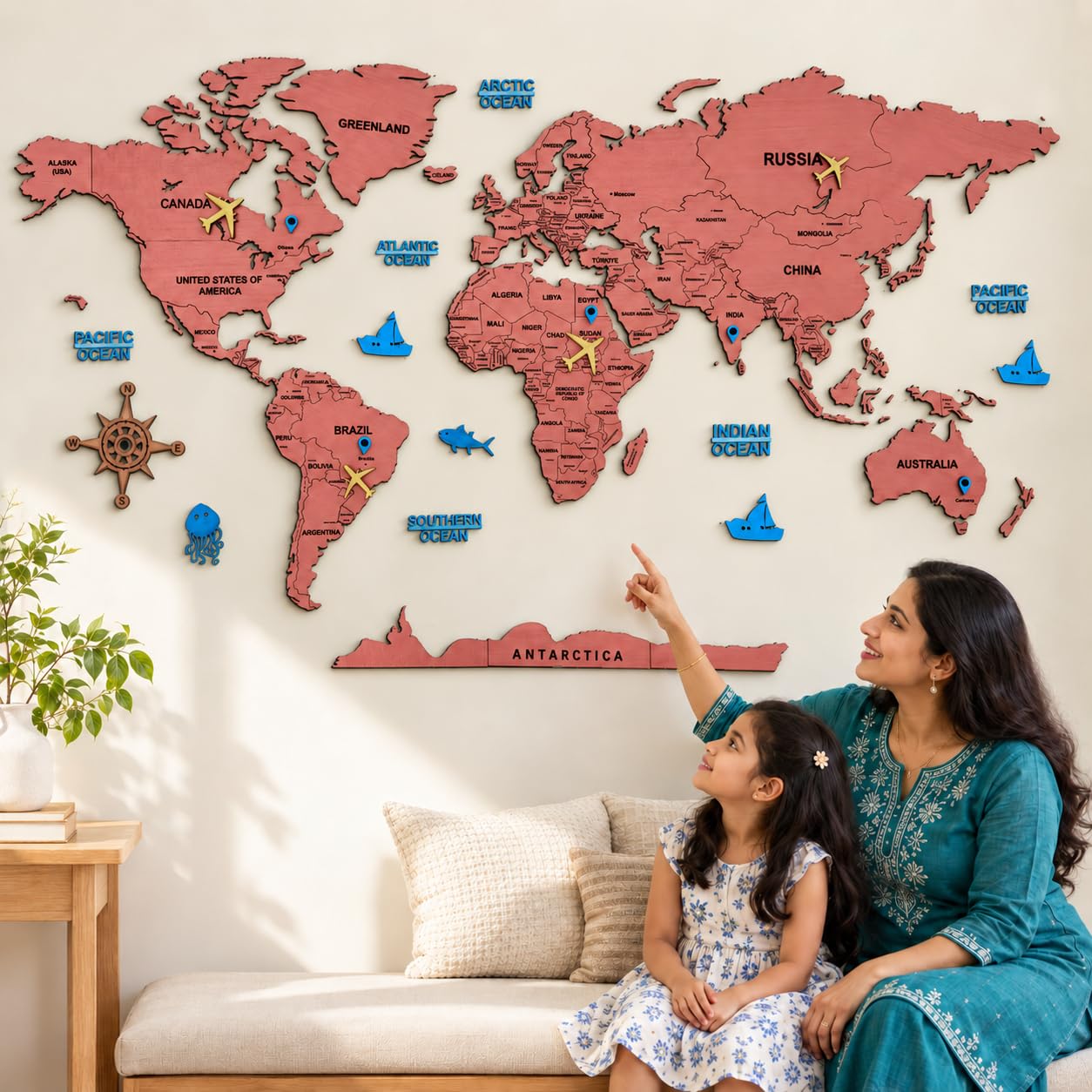 3D Wooden World Map Wall Decor - Travel Gift -1 3D Wooden World Map Wall Decor - Travel Gift -1