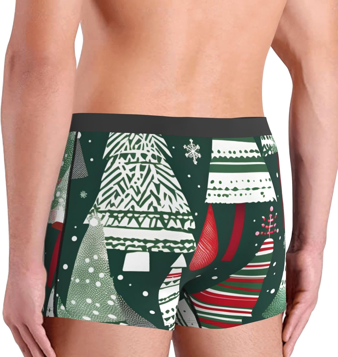 Christmas Trees Print Men'S Boxer Briefs Soft Breathable Polyester Fabric With Comfortable