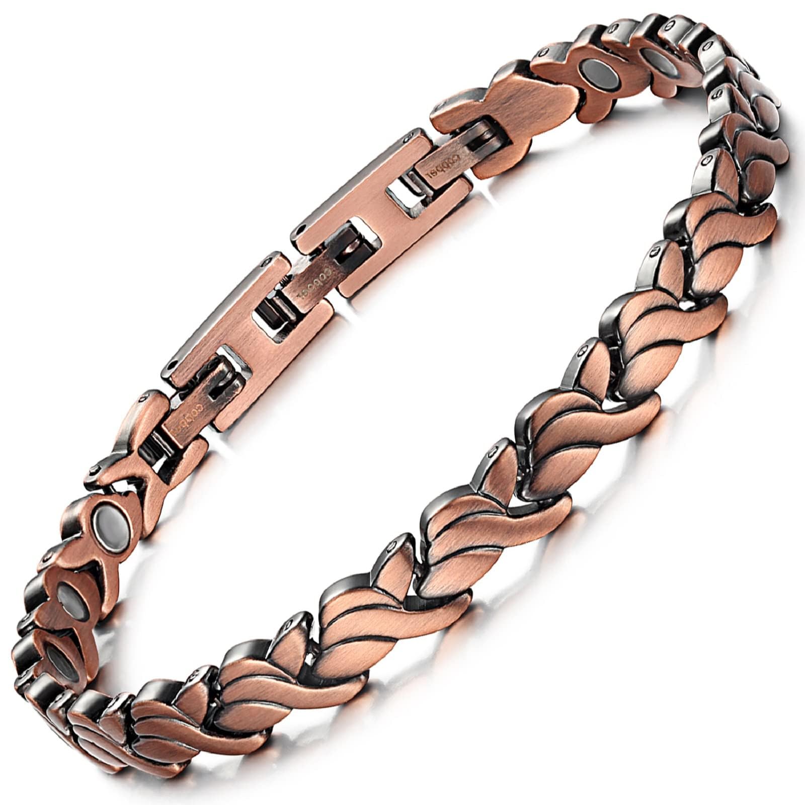 RainSo Elegantes Damen-Magnettherapiearmband aus Reinem Kupfer, Magnetfeldtherapie-Armband, Damengesundheits-Magnettherapiearmband, Exquisite Verpackung