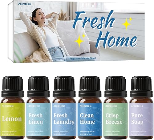 Aceites aromáticos difusores, aceites esenciales aromtopia para difusores para el hogar, juego de 6 x 0.3 fl oz, aroma limpio para hacer jabón de