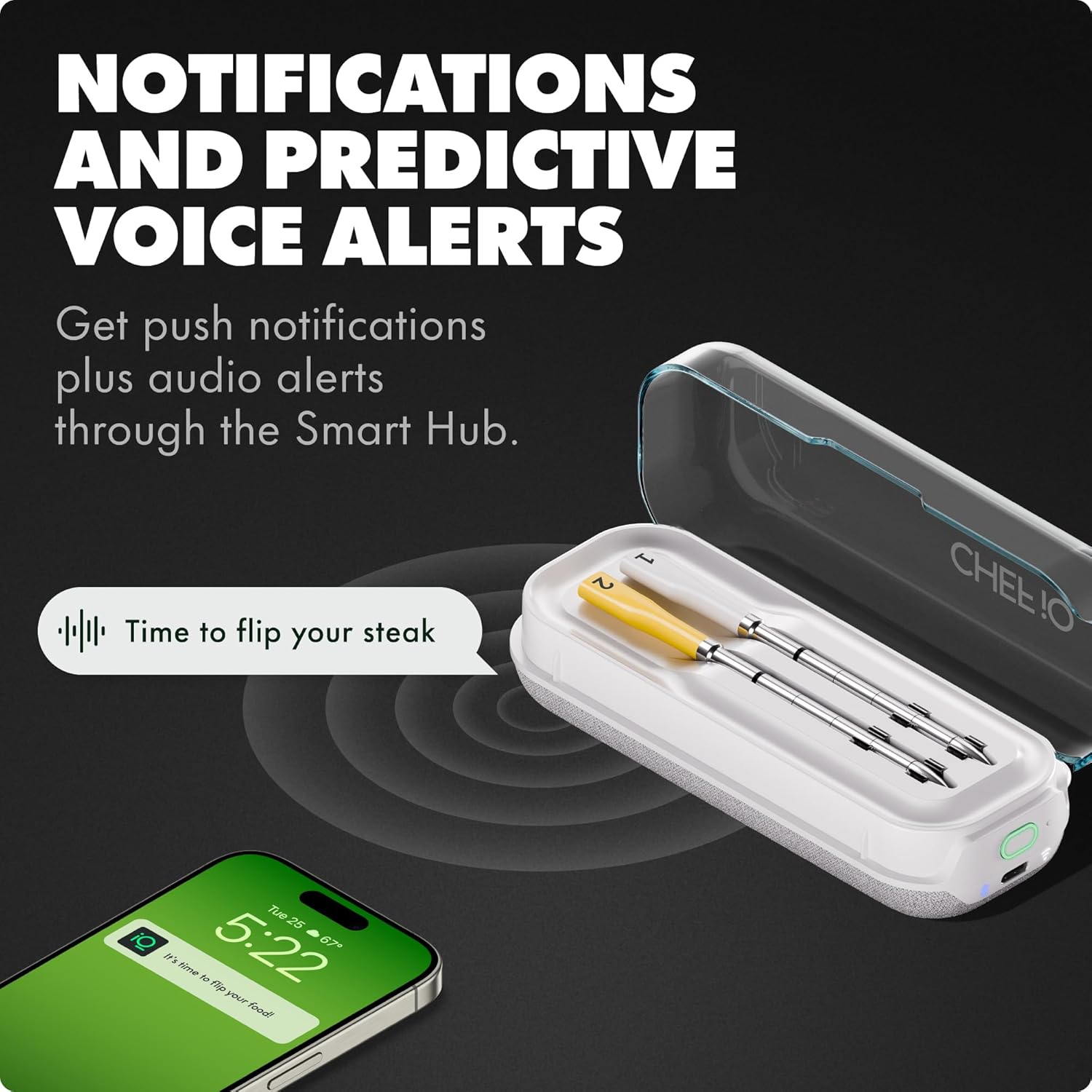 CHEF iQ Sense | Smart Wireless Meat Thermometer | 2 Ultra-Thin Probes | WiFi Unlimited Range | 1000°F Heat Safe | 5 Sensors | BBQ, Grill, Oven, Smoker, Air Fryer | Gen3