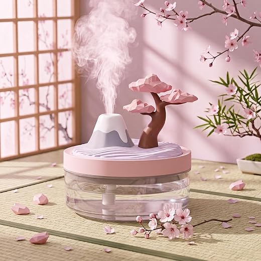 Cherry Blossom Cool Mist Humidifier, Whisper-Quiet Air Humidifier with Soft Night Light for Nursery, Bedroom, Office and Home Decor
