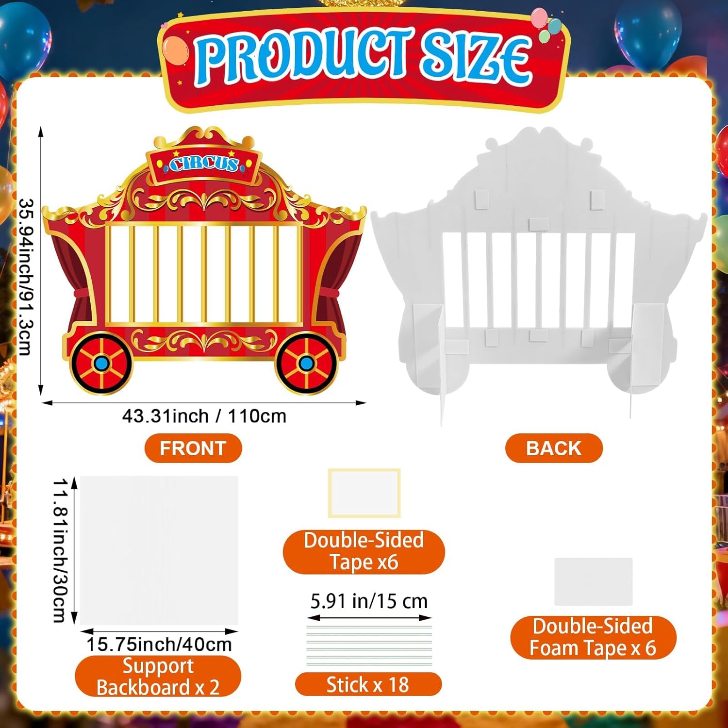 3.6FT Circus Cage Cardboard Cutout Standee Life-Size Carnival Cage Photo Booth Prop Circus Theme Party Decoration for Birthday Baby Shower Entrance Party Supplies Cake Table Decor Gift Favor