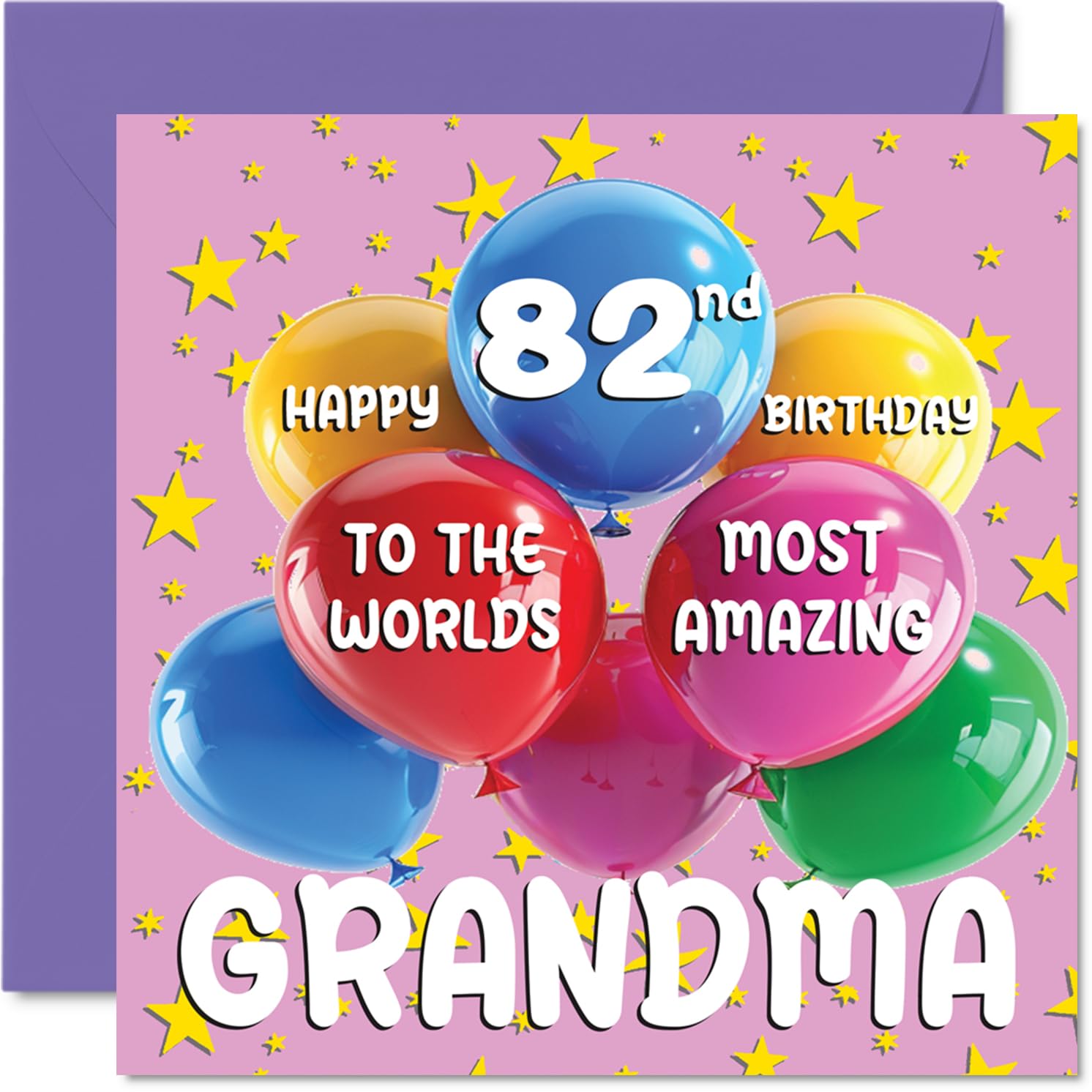 82nd Grandma Birthday Card - World's Most Amazing Grandma - Happy 82nd Birthday Card from Granddaughter Grandson, 145mm Age 82 Greeting Cards for Granny