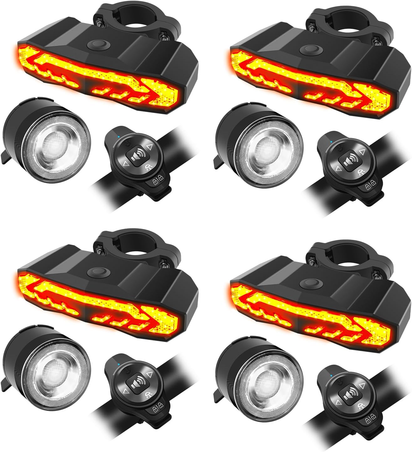4PK Bike Headlight and Taillight, NineLeaf Bike Lights Front and Back with Turn Signals, Front and Rear Bike Lights Set, USB Rechargeable IP66 Waterproof for All Bicycles, Road, Mountain, Night Riding