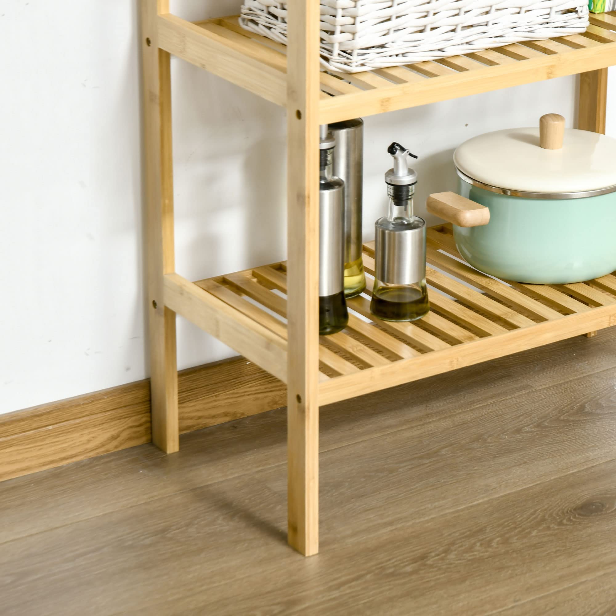 HOMCOM Estantería de Bambú 3 Niveles 62x33x80 cm Natural para Baño Cocina
