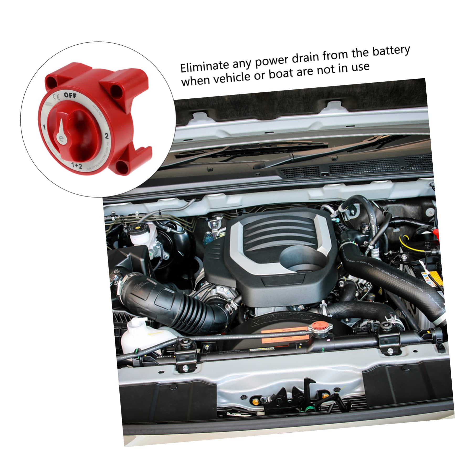 OUNONA 600a Car Yacht Rv Battery Power-off Auto Shut off High Disconnect Switch Red Plastic Easy Install