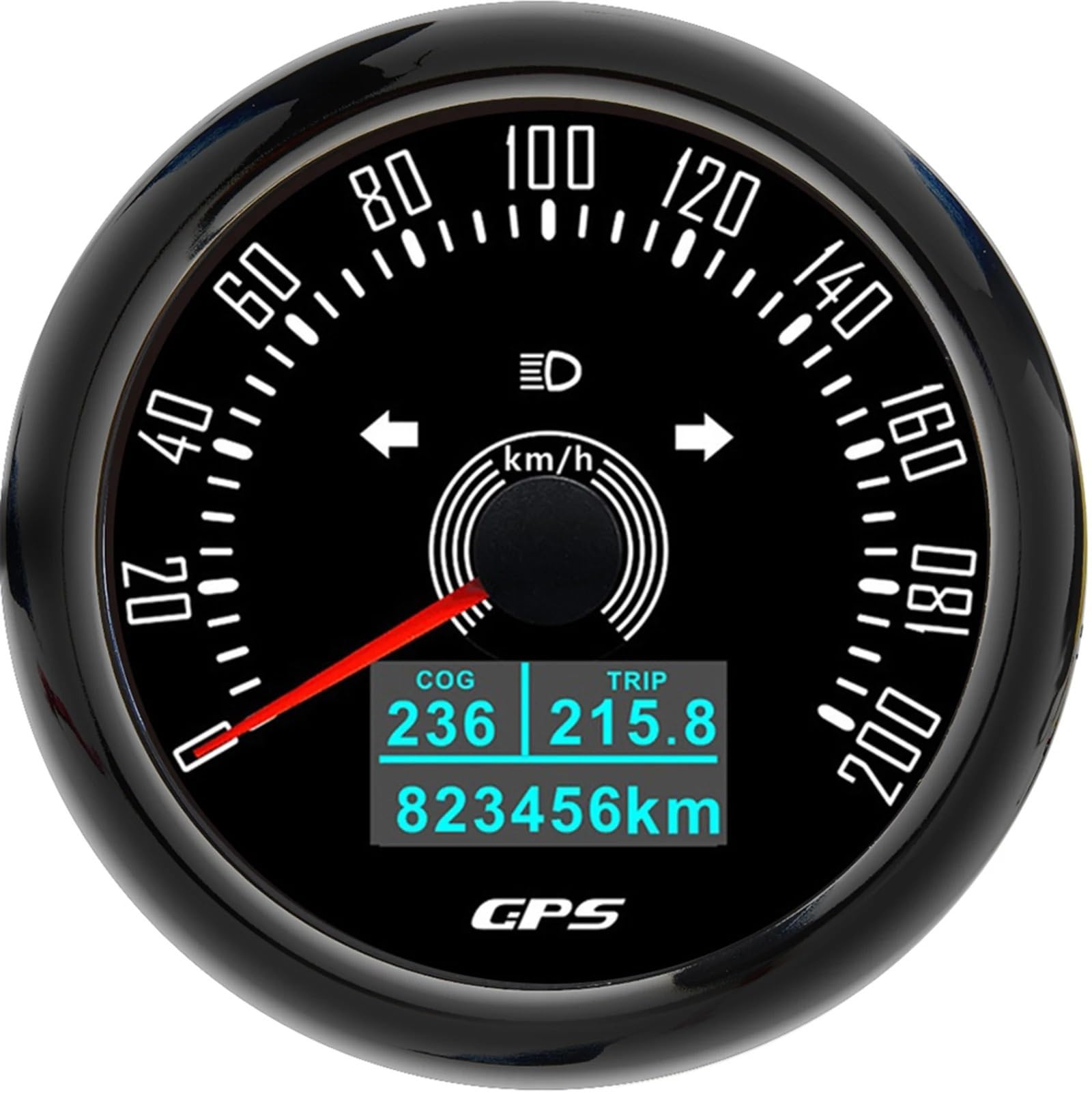 Tachimetro GPS impermeabile da 85 mm for antenna retroilluminazione a 7 colori for moto nautica barca auto camion misuratore di velocità 12V24V(200kmh BN)