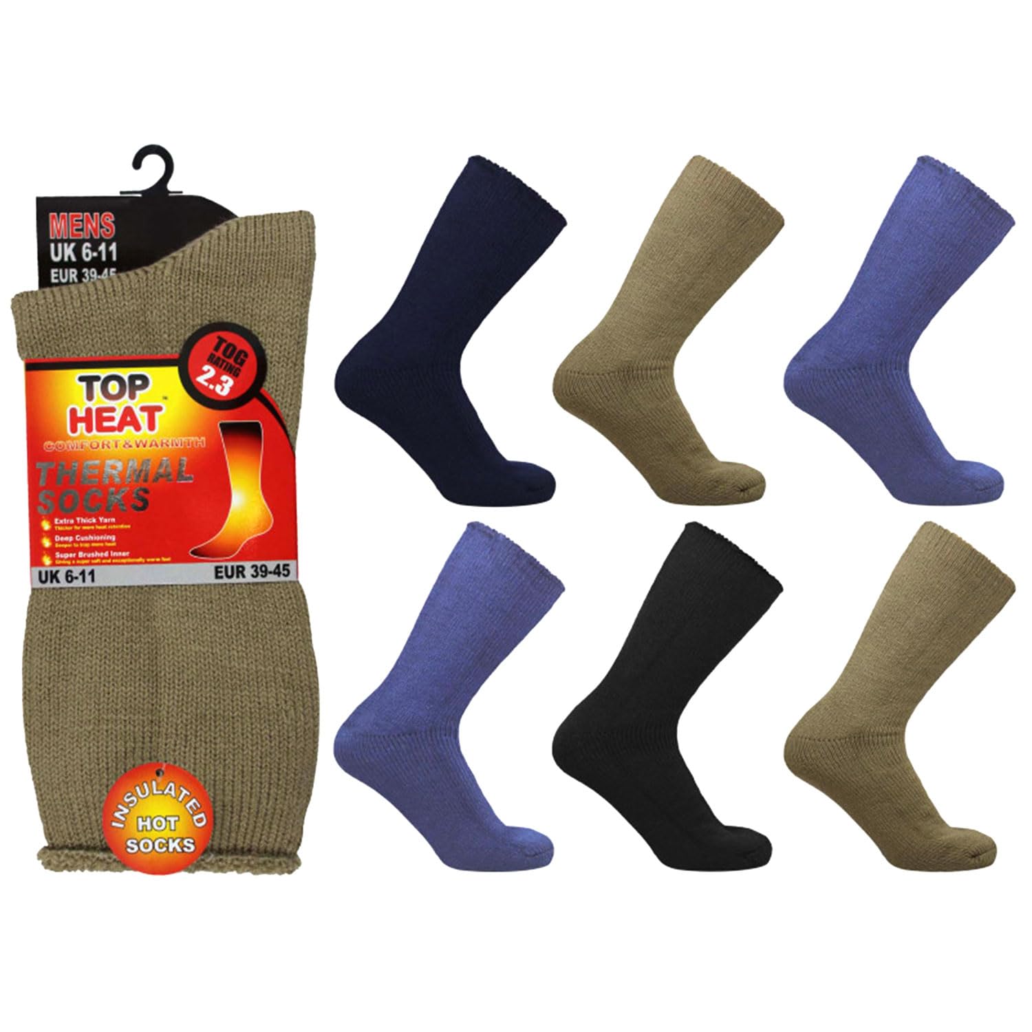 HiFEN® 3 Pairs Multipack Mens Extra Thick Warm Thermal Socks Heated Boot Socks 2.3 TOG