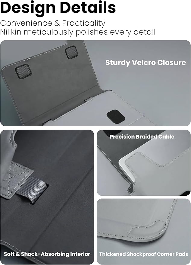 Funda para portátil Nillkin 13-16 pulgadas, gris, cuero sintético miniatura 8
