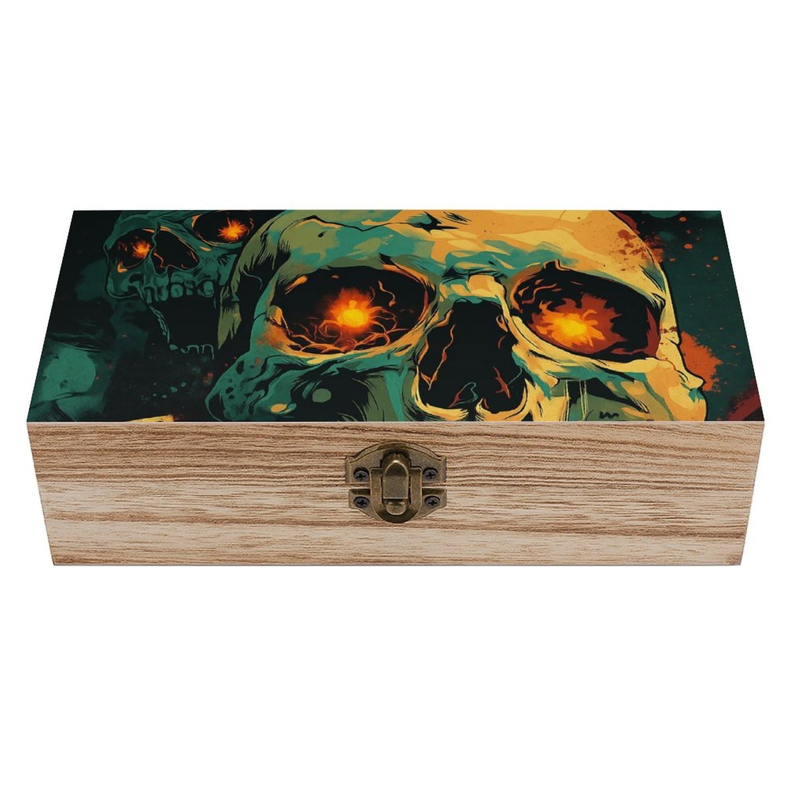 SMAZDFXX Terrifying Skull Wooden Storage Box Multipurpose Decorative Box for Jewelry Photo Home Decor