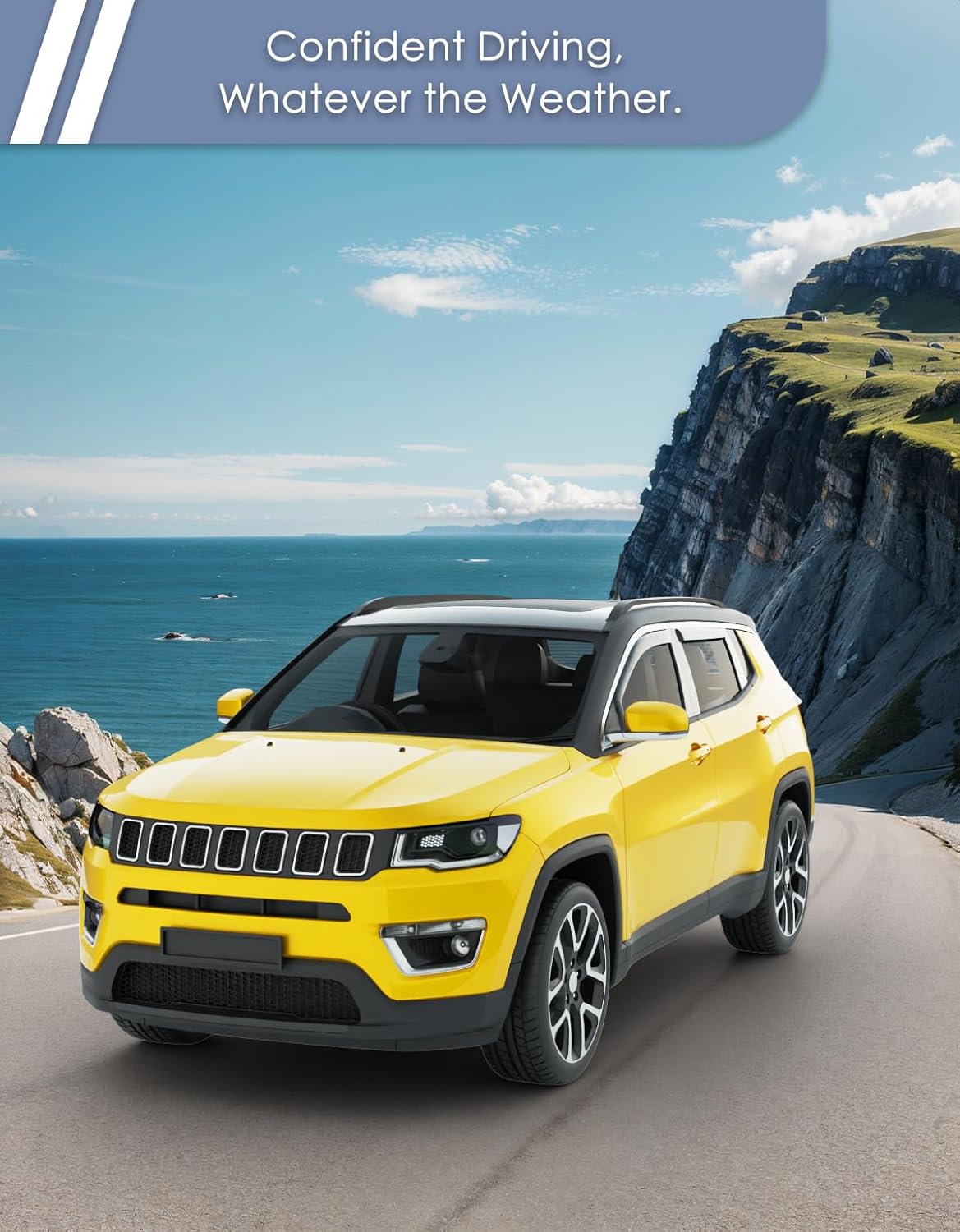 in-Channel Window Rain Guard for Jeep Compass 2017-2026 Rain Guards Side Window Visors Low Profile Vent Visor Extra Durable Window Deflectors Vent Shades