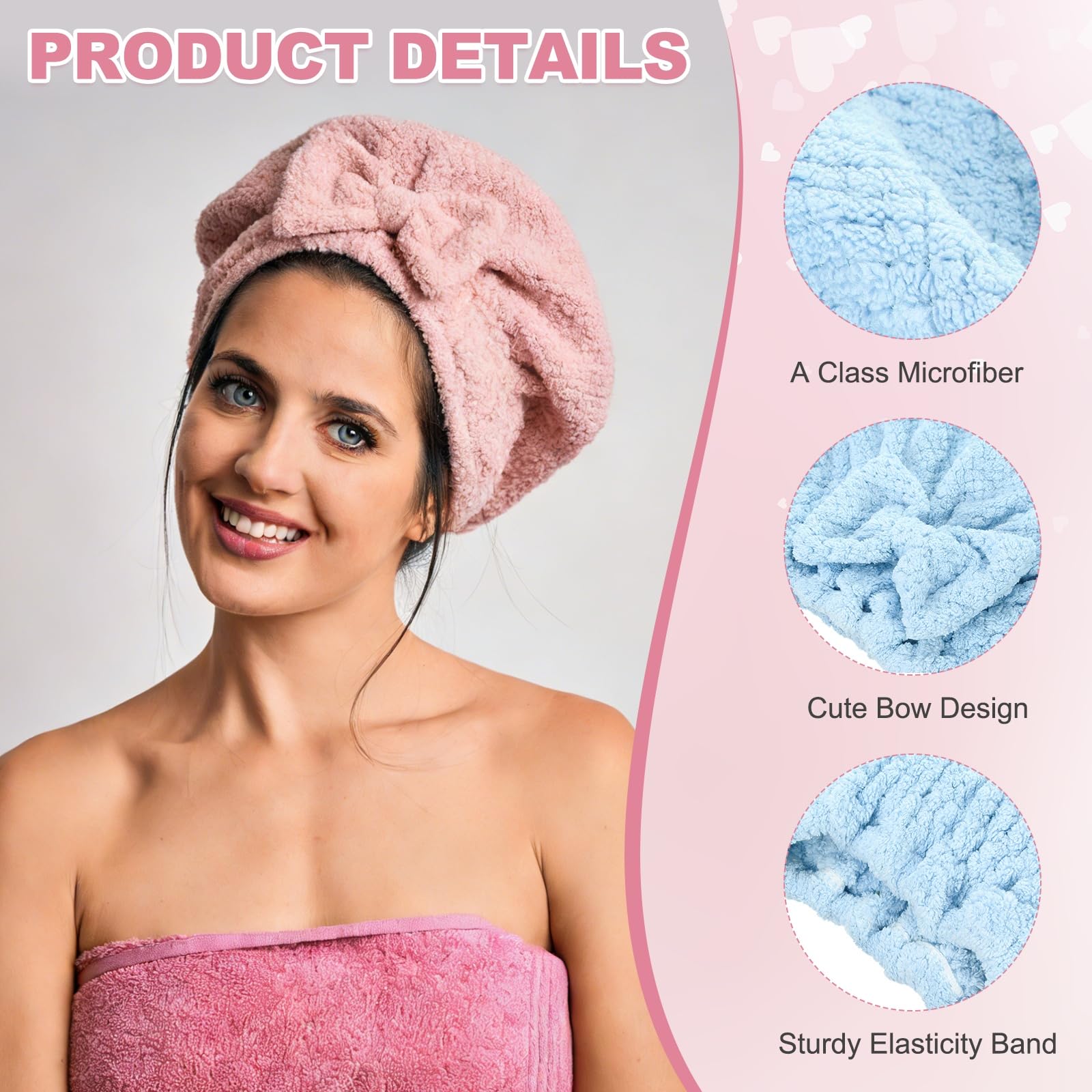 QUARKZMAN 2 Pezzi Asciugacapelli, 25 x 30 cm MicroFibre Assorbente Rapido Per Capelli Lisci, Ondulati, Bagnati, Spessi E Crespi, Azzurro Cielo