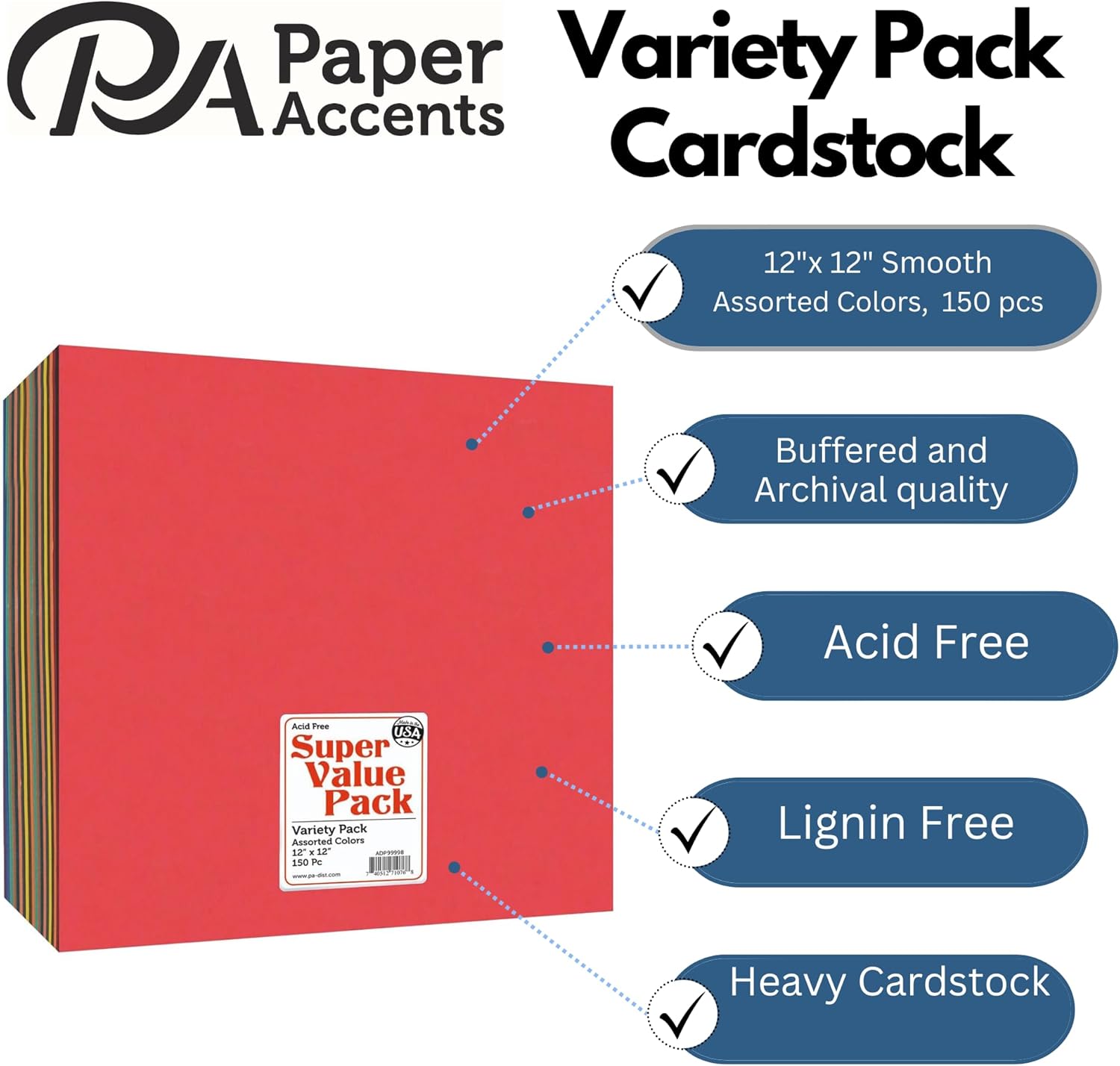 Accent Design Paper Accents Super Value Variety Pack - Heavyweight Assorted Cardstock - 12x12 - Archival Quality Scrapbook Paper for Scrapbooking, Cards, Invitations & Crafts
