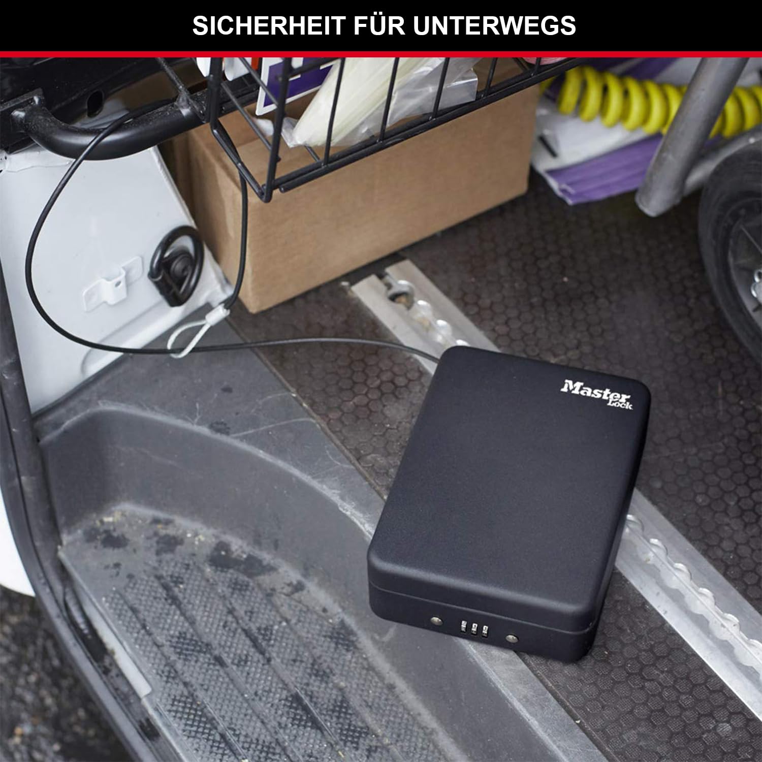 MASTER LOCK Kompakttresor [Kombination] [mit Kabel] P005CEURBLKHRO – Ideal für Scheckbücher, Schmuck, Ausweise, Smartphone und mehr