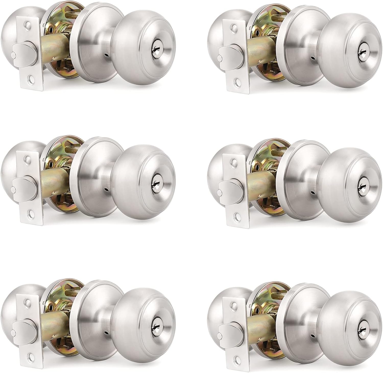 Pack of 6 Satin Nickel Front Entry Door Lock with The Same Keys