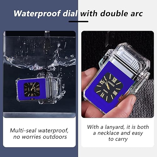 Miniatura 4 de SKRFIRE Encendedor eléctrico de arco recargable por USB, esfera impermeable, encendedor para exteriores, transparente, resistente al viento,