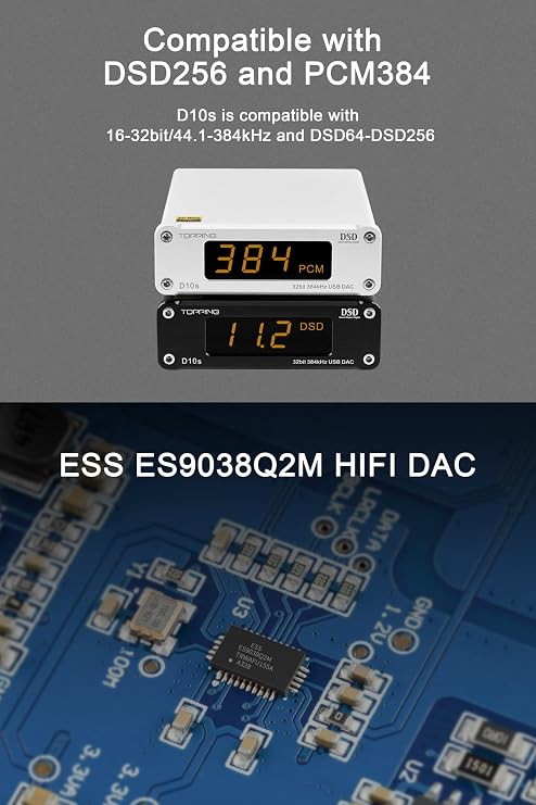 Topping D10s HiFi USB DAC - ES9038Q2M DAC XMOS XU208 PCM384kHz DSD256 Hi-Res Audio Desktop Decoder for PC Black
