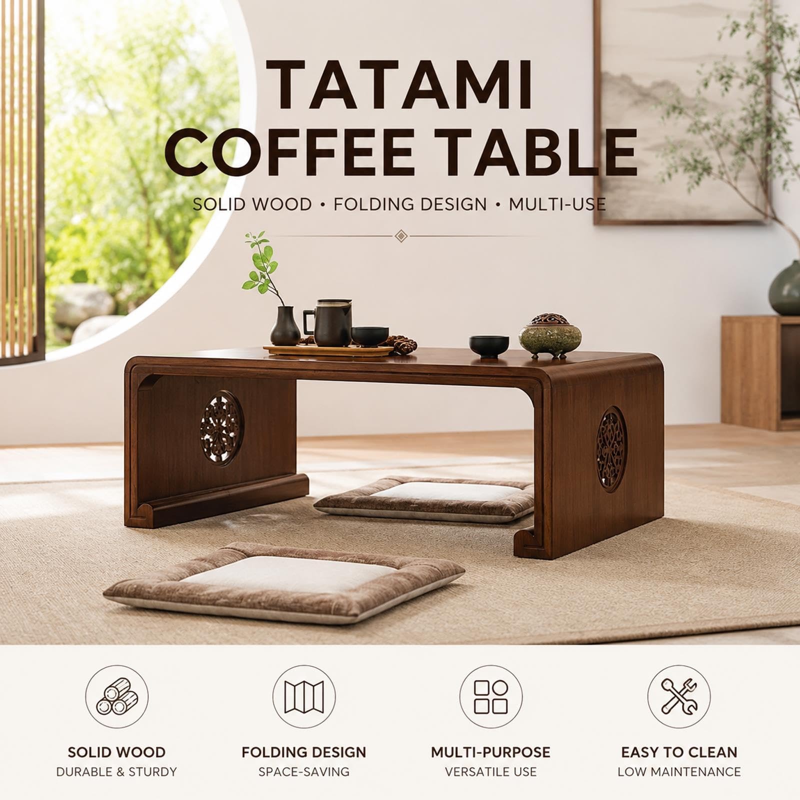 Tavolino Da Tatami Multifunzionale, Mobili D'accento Pavimento, Per Soggio