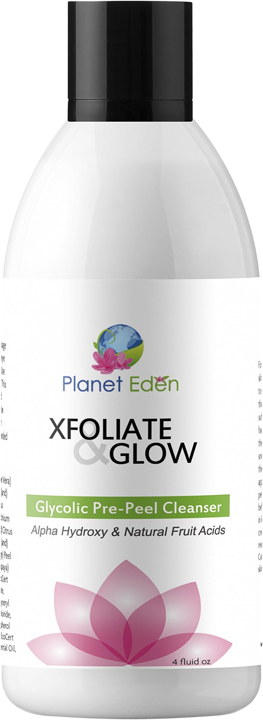 Planet Eden Glycolic Pre-Peel Cleanser with Organic Fruit Extracts - Excellent for Pre-Peel or daily Exfoliation for Glowing Skin